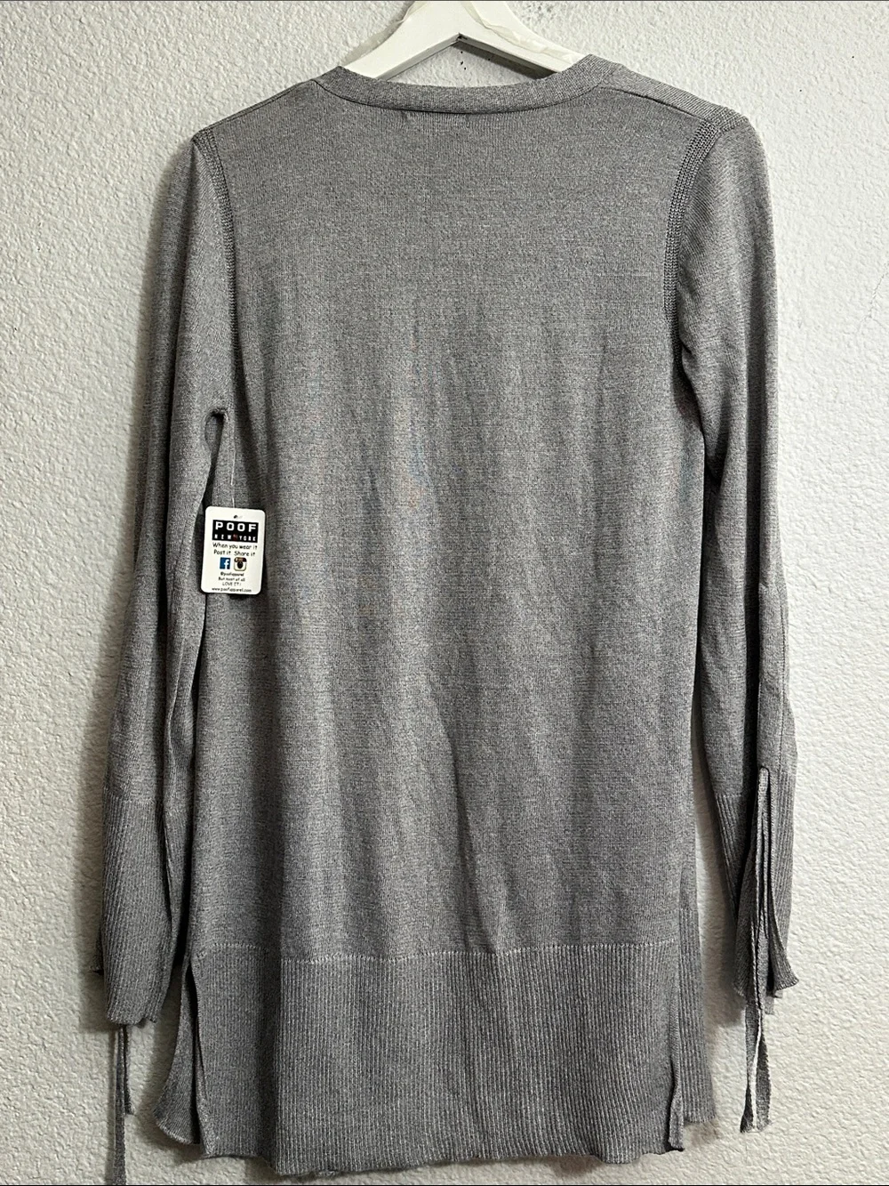 NEW Gray Cardigan Open Front Stretchy Cabincore Coastal grandma Lounge Medium